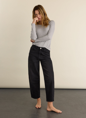 Nixi Organic Cotton Stretch Denim Barrel Jeans - UK 12 | EU 38 | US 08 / Washed Black