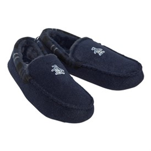 Original Penguin Mens Bedtime Tartan Moccasin Slippers Navy