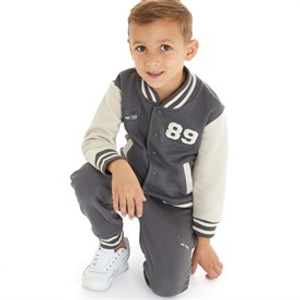 Bench Boys Varsity Jacket And Joggers Set Grey