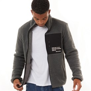 Brave Soul Mens Severn Zip Up Hooded Jacket Black Grindle/Jet Black
