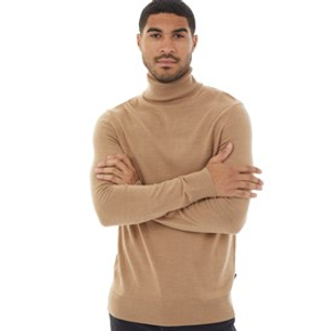 French Connection Mens Cash Roll Neck Jumper Camel Mel