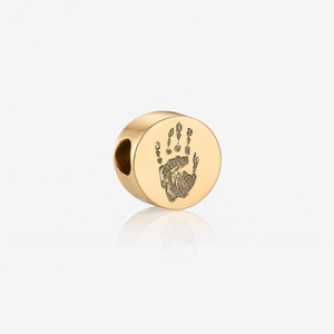 Pandora Compatible Gold Circle Handprint Or Footprint Charm