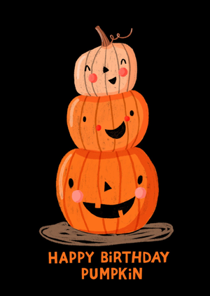 Happy Birthday Pumpkin Illustrated Pumpkins Halloween Birthday Card