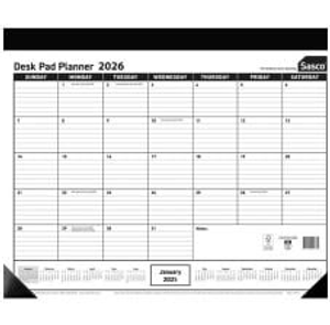 Sasco Desk Pad Planner 2026 Black & White - 430mm x 555mm