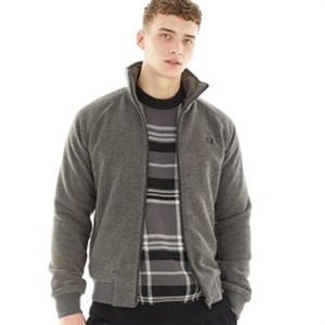Fred Perry Mens Boiled Wool Zip Through Jacket Gunmetal