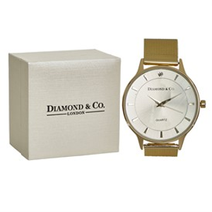 Diamond & Co Womens Dial Bracelet Watch With Genuine Diamond Gold