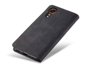 CaseMe Slim Synthetic Leather Wallet Case with Stand for Samsung Galaxy XCover7 - Charcoal