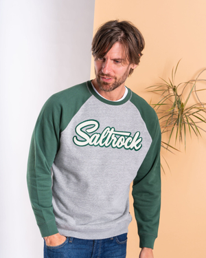 Strike Mens Raglan Sweater in Grey/Green