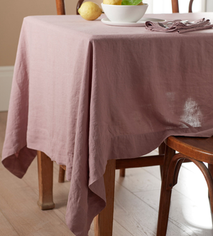 Vintage Rose 100% Linen Tablecloth
