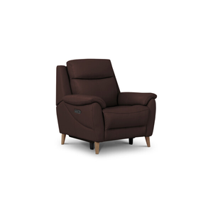Brunel Recliner Armchair with Adjustable Power Headrest and Lumbar Support in Chestnut Leather