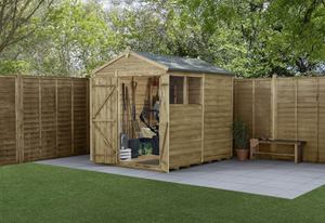 Forest  6x8 4Life Overlap Apex Shed - 2 Windows - Double Door
