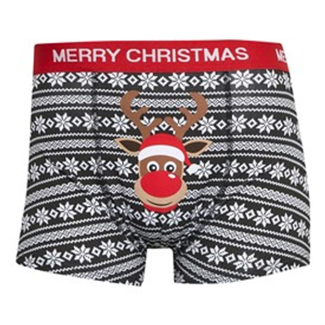 Fluid Mens Fairisle Novelty Christmas Boxer Trunks Black