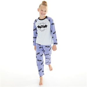 Threadgirls Girls Halloween Too Cute To Spook Pyjama Set Lavender