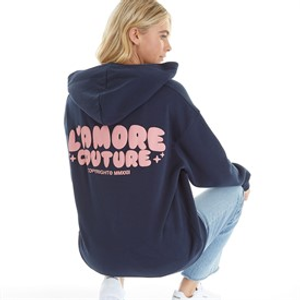L'amore Couture Womens Leisure Oversized Hoodie Navy