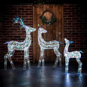 Iridescent Outdoor Christmas Decoration Light up Reindeer Family