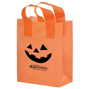 Grinning  Pumpkin 8 x 11 Orange Frosted Halloween  Bag