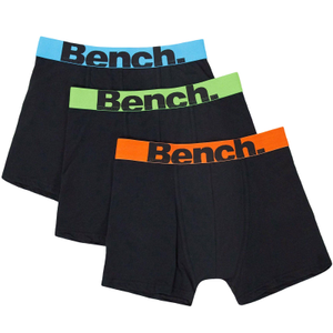 Bench Mens Action 3 Pack Elasticated Boxer Shorts - M / Black