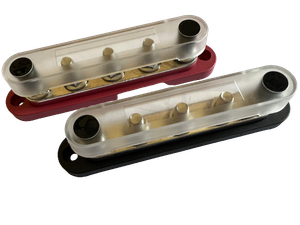 150amp Busbars (5 x 8mm stud) Positive & Negative with Covers