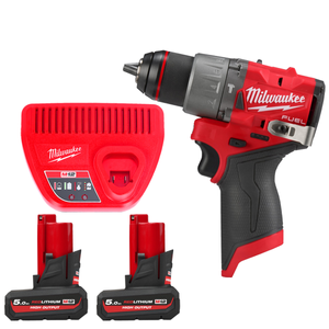 Milwaukee M12FPD2 12V Cordless FUEL New GEN Combi Drill With 2 x 5.0Ah Batteries & Charger