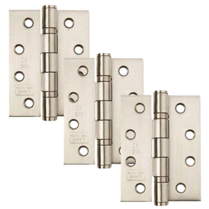 Fire Door Ball Bearing Hinge 102 x 76 mm FR30/60 Grade 13 Stainless Steel Satin Stainless Steel - Pack of 3