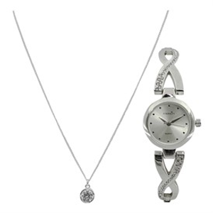 Eternity Womens Quartz Watch And Jewellery Gift Set Silver
