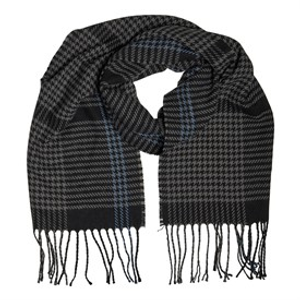 Jeff Banks Mens Check Stripe Brushed Woven Scarf Black/Grey