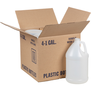1 Gallon Natural HDPE Plastic Round Jug 38mm 38-400 120 Grams 4x1 Reshipper Carton