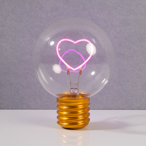 Rechargeable Neon Bulb Heart with USB Charging & 5-Hour Runtime