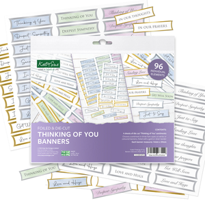 Foiled Thinking of You Straight Banners Selection, 96 Sentiments