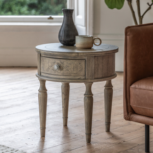 Amos Rustique Round 1 Drawer Side Table