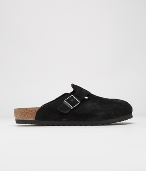 Birkenstock Boston Suede Clogs - Black / Black