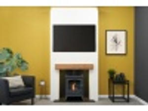 Acantha Pre-Built Stove Media Wall 1 with OKO S2 Bio Ethanol Stove in Charcoal Grey