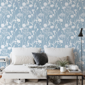 Catherine Lansfield Meadowsweet Floral Blue Wallpaper - 165583