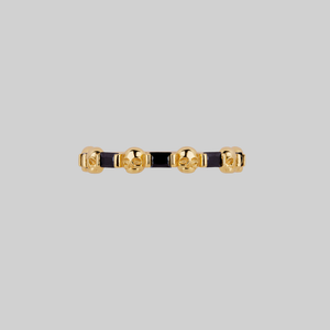 BEAUX. Tiny Skull & Black Spinel Band Ring - Gold