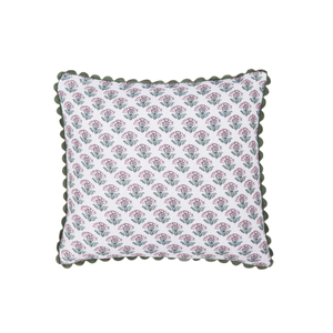 Indienne Blockprint Cushion 45cm x 45cm, Khaki