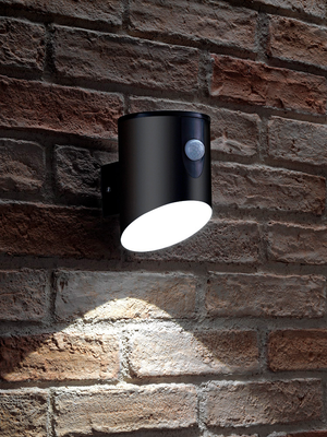 Auraglow Battery Powered PIR Motion Sensor Wall Light - HIXON - Black