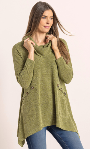 Relaxed Fit Knitted Tunic Top - Lime