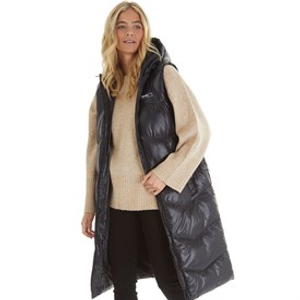 Bench Womens Saz Longline Hooded Gilet Black