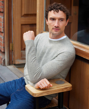 Light Grey Merino Wool Cashmere Crew Neck Jumper