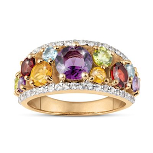 3.75-Carat Genuine Gemstone Colors Of Beauty Ring Size 8