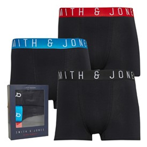 Smith And Jones Mens Slash Three Pack Boxer Shorts Black