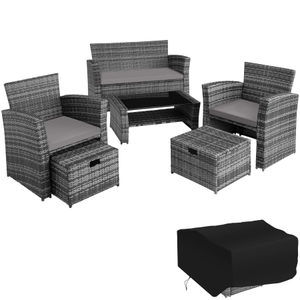 Salottino in rattan Modena 3 + 2 + 1, Involucro protettivo incluso