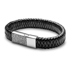 Black Leather CuffFingerprint Bracelet
