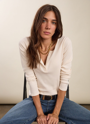 Organic Cotton Henley Top - UK 16 | EU 44 | US 12 / Antique White