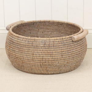 Purbeck Rattan Round Wicker Storage Basket