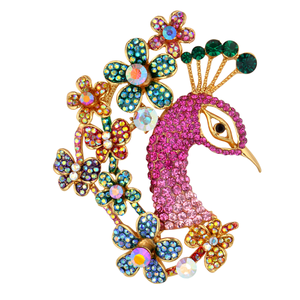 Floral Peacock Brooch