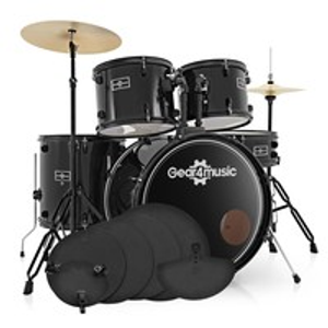 Set de Batería de Principiante de Tamaño Completo BDK-1 + Pads de Práctica, Negro