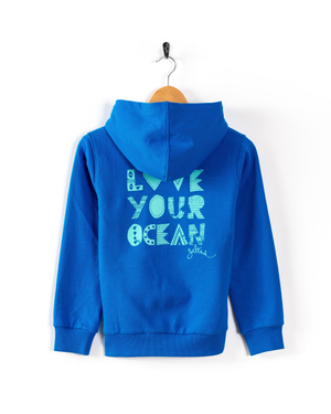 Love Your Ocean Kids Lined Hoodie in Blue