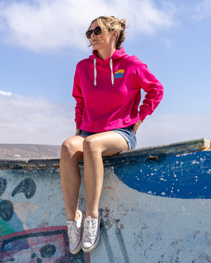 Vacay - Womens Cropped Pop Hoodie - Pink