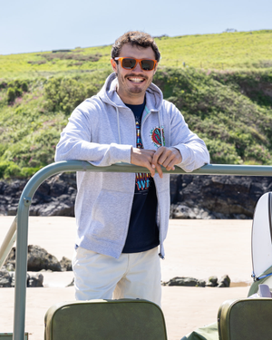 Cactus Tattoo Mens Zip Hoodie in Grey